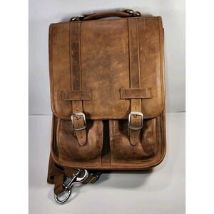 Diaz Heavy Leather Backpack Shoulder Bag Mens Womens Brown Adjustable VTG